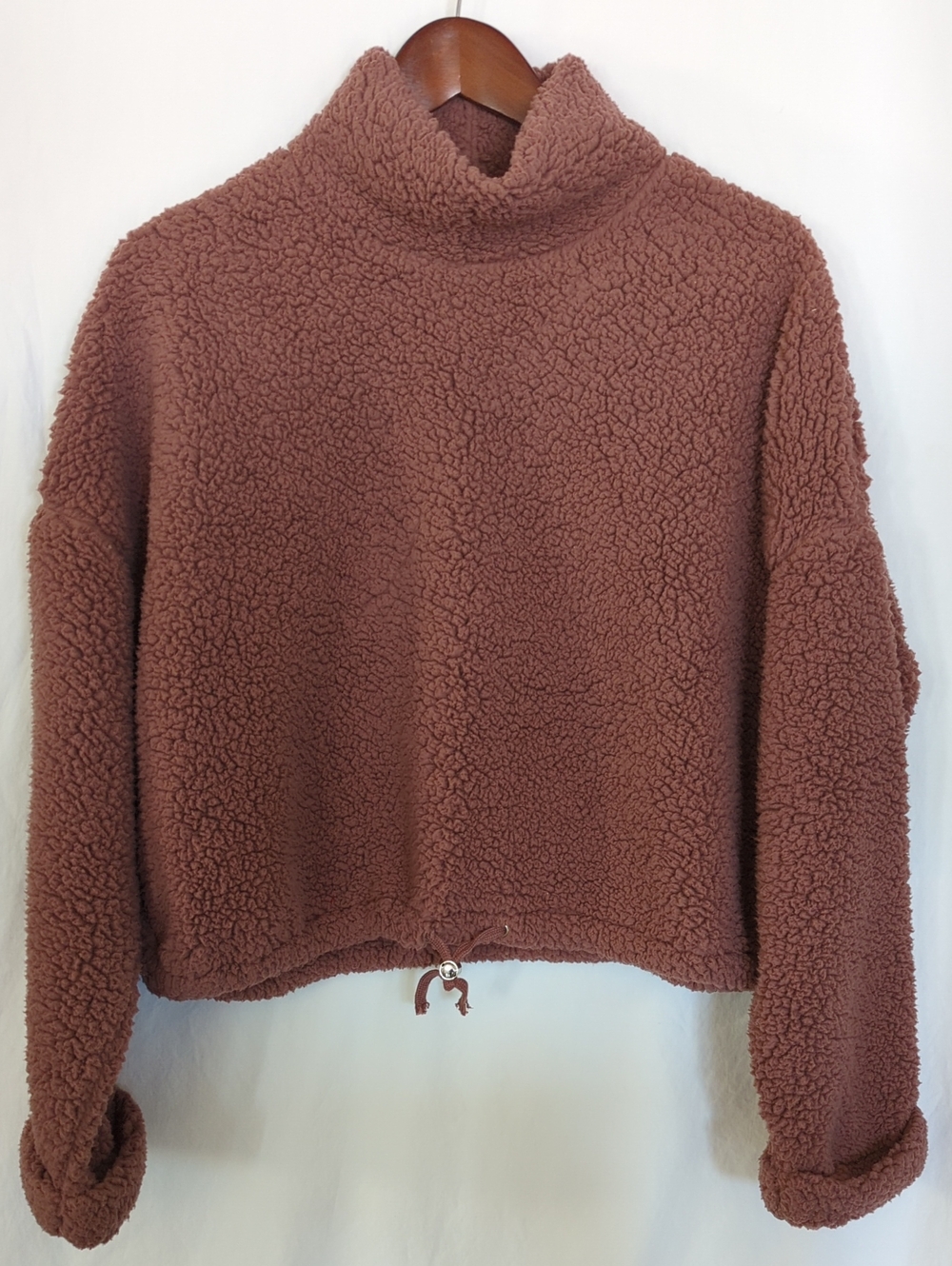 Cotton On Teddy Quarter Zip Sherpa Fleece Pullover Crop Rose Mauve Small